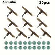 Resim Avrupa tarzı sazan balıkçılığı aksesuarları balıkçılık seti 30 parça T-şekilli çatal düğüm ile sekiz karakterli halka balıkçılık boncukları küçük balıkçılık aksesuarları 