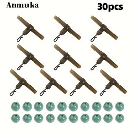 Resim Avrupa tarzı sazan balıkçılığı aksesuarları balıkçılık seti 30 parça T-şekilli çatal düğüm ile sekiz karakterli halka balıkçılık boncukları küçük balıkçılık aksesuarları 