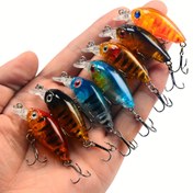Resim 1 adet 4g/4.5cm Yüzen Balık Yemi, 8# saç tokası ile Plastik Crank Bait, Balık Avı Malzemeleri 