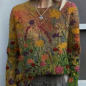 Resim Kadın Şık 3D Çiçek Baskılı Kazak - Uzun Kollu Yuvarlak Yaka, Canlı Botanik Tasarımlı, Tüm Sezon Katmanlı Üst, Yumuşak ve Rahat, Günlük ve Resmi Kombinler İçin, Sevimli Kazaklar, Çok Yönlü Giyim, Şık Triko, Moda Tutkunları, kışlık kadın giyim, kadın kazak kışlık, kışlık kazak, kadın kışlık giyim, süveter, sweatshirt kadın, kadın kışlık giysiler, kadın bluz 