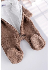 Resim Babymod Kapüşonlu Welsoft Peluş Kışlık Kız/erkek Bebek Tulum Kahverengi 
