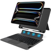 Resim Fogy İpad Pro 11 2024 M4 Çipli A2836, A2837 Uyumlu Klavye Mag Touchpad Klavyeli Standlı Klavyeli Kılıf 