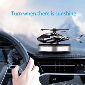Resim Güneş Enerjili Dönen Helikopter Tasarımlı Araç Aromaterapi Difüzörü 
