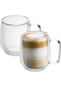 Resim Çift Camlı Çift Cidarlı Cam Kupa Ev Ofis Fincanı Çift Katlı Isı Y 