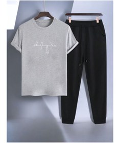 Resim classy moda Unisex Oversize Eşofman Takımı Kısa Kollu T-shirt Rahat Kalıp Günlük Spor Yazlık 