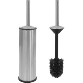 Resim Serisi Antifenger Özellikli 2'li Banyo Seti Çöp Kovası ve Kolozet Fırçası Paslanmaz Krom 3 Litre 