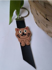 Resim Esey Dizayn Kedi Anahtarlık Deri - Motosiklet Anahtarlık 