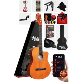 Resim Midex CG-395YLX Klasik Gitar 4/4 Kesik Kasa Full Set (Çanta Askı Tuner Metod Pena) 