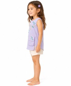 Resim nk kids Kız Çocuk Atlet T-Shirt Enjoy Baskılı Torba Cepli Kolsuz Lila Renkli 