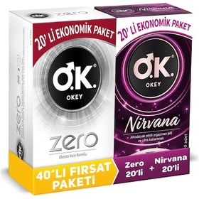 Resim Okey Nirvana Prezervatif & Okey Zero Prezervatif 2 x 20'li 