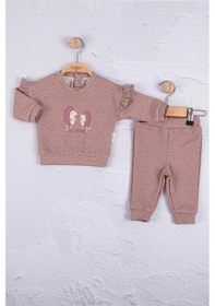 Resim Babydonat Kirpi Nakışlı Pamuk 2'li Kız Bebek Takım Mor 