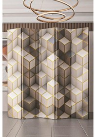Resim 3 Boyutlu Küp Baskılı Paravan Oda Bölme 5 Kanat 552149 