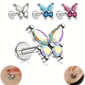 Resim Şık Kelebek Küpe, Sentetik Dudak Burun Küpe, 316 Paslanmaz Çelik, İç Dişli Bükümlü Sahte Takı, Kulak Kıkırdağı ve Kulak Kabuğu için Uygun, Modaya Uygun Minimalist Vücut Sahte Takı, Buluşmalar ve Günlük Kullanım için, Kıkırdak Küpeler,Vücut Piercing Takıları,Narin Tasarım,Şık Küpeler,Yüksek kaliteli 