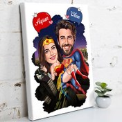 Resim Gökyüzündeki Süper Kahraman Çiftler Kanvas Tablo 