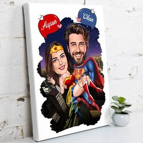 Resim Gökyüzündeki Süper Kahraman Çiftler Kanvas Tablo 