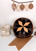 Resim Ottoman Pouffe İskandinav El Yapımı Hakiki Kuzu Derisi Bohem Bahçe Balkon Bungalov Puf Minder 60x30cm(DOLGUSUZ) 