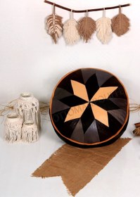 Resim Ottoman Pouffe İskandinav El Yapımı Hakiki Kuzu Derisi Bohem Bahçe Balkon Bungalov Puf Minder 60x30cm(DOLGUSUZ) 