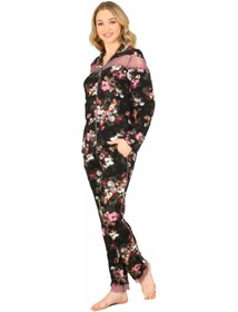 Resim Jiber Kadın Viskon Önü Düğmeli Desenli Kışlık Pijama Takımı 3903 - 1 Adet 001 