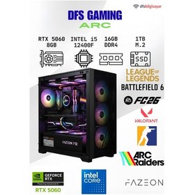 Resim Fazeon Arc i5-12400F 16 GB 1 TB SSD 8 GB RTX5060 Dos Masaüstü Oyuncu Bilgisayar 