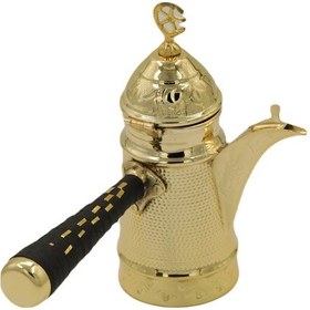 Resim Sarı Bakır Dövme İşlemeli Mırra Cezve 18 Cm 