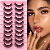Resim 10 Çift Kabarık Sahte Kirpik, Tam Şerit Sahte Kirpik, Kalın Sahte Kirpik, D-Kavisli Sahte Kirpik, Günlük Kullanım, Dans, Sevgililer Günü için Uygun 
