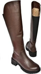 Resim fox SHOES N654032803 Hakiki Deri Alçak Topuklu Kadın Çizme 