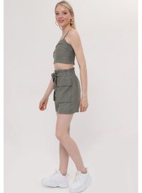Resim Hgfashion İkli Crop Şort Takımı Yeşil Reng Yeşil 