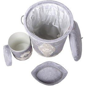 Resim Lisa Gri 6'lı Çeyizlik Dantelli Banyo Paspası Sepet Seti Gri 