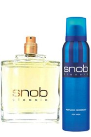 Resim Snob Klasik Mavi Erkek Parfüm (KUTUSUZ Ve KAPAKSIZ) 100ml Edt + 150 ml Snop Deodorant 