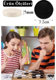 Resim Tavla Pulu Orta Boy No:3 1 Paket Tavla Ve Dama Taşı Plastik 3.2 Cm Zar Hediyeli Gri Siyah 32 Mm Oyun Pulu 