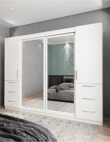 Resim Bella Sürgü Kapaklı Dolap Gardırop Beyaz 270cm- Montaj Dahil 