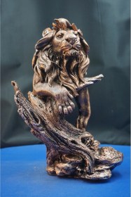 Resim Ağaçlı Aslan Kral Heykel Biblo Aslan Kral Ev Ofis Hediyelik Dekoratif Aksesuar 30 Cm Bronz 