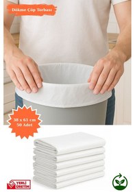 Resim Beyaz Dökme Çöp Torbası Kalın Dayanıklı Ev Mutfak İş Ofis 38x61 Cm 50 Adet 