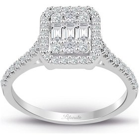 Resim Modern Tasarım 0.60 Ct Baget Kare Tektaş Yüzük 