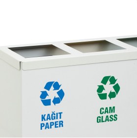 Resim Genel Markalar 4'lü Metal Sıfır Atık Kutusu Geri Dönüşüm Çöp Kovası + Pil Kutusu 