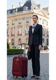 Resim Karizma Polo 5 Tekerli-çok Hafif-lüx Sedefli Kumaş Küçük Kabin Boy Valiz 55 Cm Bordo 