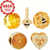 Resim 1 adet Gümüş Bal Arısı Yuvası Aşk Moda Boncuk Takı Yapımı DIY Orijinal Bileklik Kolyeler Zarif Kişilik Çok Yönlü Hediye Parti Aksesuarları 