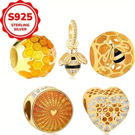 Resim 1 adet Gümüş Bal Arısı Yuvası Aşk Moda Boncuk Takı Yapımı DIY Orijinal Bileklik Kolyeler Zarif Kişilik Çok Yönlü Hediye Parti Aksesuarları 