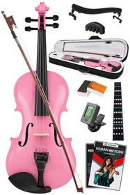Resim Fourtune Dante VL-200PK 4/4 Akustik Pembe Keman Seti (Tam Boy) 