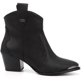 Resim Gönderi R Siyah Sivri Burun Kalın Topuklu Kovboy Bot Siyah 