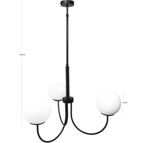 Resim Teknotrust Orillia - 3 Kollu Salon, Oturma ve Yatak Odası Avizesi (Mat Siyah) 