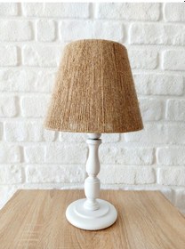 Resim Retro Now Perge Beyaz Ahşap Ayakli Abajur 