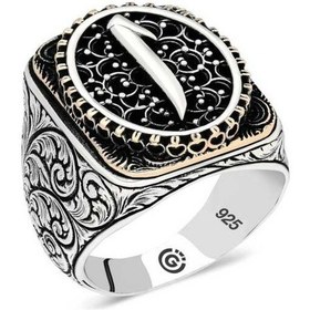 Resim Gümüş Elif Oval Erkek Yüzük (546038581) 