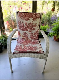 Resim Keten Bordo Fransız Soylusu Arkalıklı Fermuarlı Sandalye Minderi Çok Renkli 