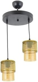 Resim Lambadar Ikili Bal Cam Kafes Model Modern Sarkıt Avize Gold Tek Ebat 3540-2Goldyuvkafesbalcam 