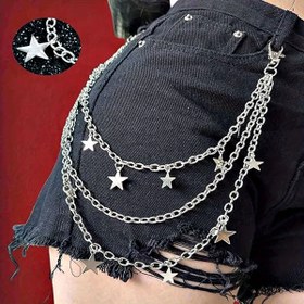 Resim 1 adet Hip Hop Punk Tarzı Beş Yıldızlı Yıldız Kolye Çok Katmanlı Metal Zincir Kemer Pantolon Aksesuarı Erkekler ve Kadınlar İçin, 51.99cm - Parti Giyim Dekoratif Bel, Metal Tinsel, Moda Kemer 