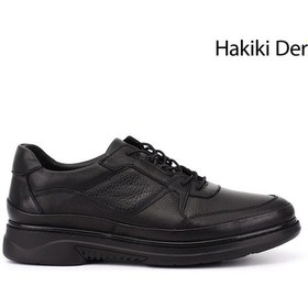 Resim GÖNDERİ(R) Erkek Siyah Bağcıklı Hakiki Deri Comfort Ayakkabı 