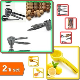Resim Hereveoyuncak Ergonomik Metal Fındık Kıracağı + Limon Sıkacağı - Limonatör - Plastik - 2li Set X2J1J1 