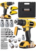 Resim Mager 58 V 6 Ah Akülü Vidalama Şarjlı Matkap 27 Parça Aksesuar Seti Sarı 