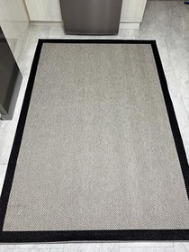 Resim DEKOSET Sisal Halı- Hol Koridor Halısı- Kaymaz Taban- Yıkanabilir Kilim Halı Yolluk (Bej-Siyah, 80x300 cm) 